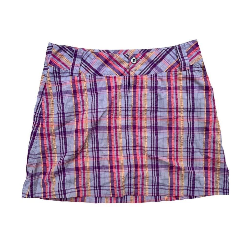 Patagonia Netty Skirt Womens Sz 8 Mini Plaid Outdoor Camping Hiking Purple Pink